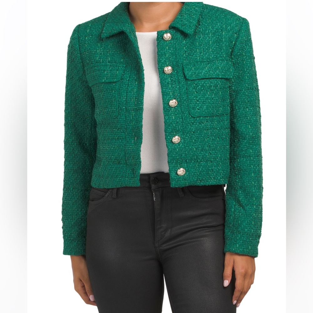 🎉LAST PIECE🎉 RACHEL ZOE Solid Boucle Crop Jacket